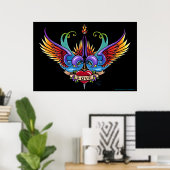 "Eternal Love" Rainbow Swallow Heart Tattoo Poster ポスター (ホームオフィス)