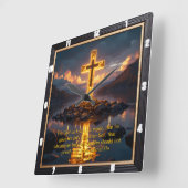 Eternal Promise The Cross Water Shore John 3:16  スクエア壁時計 (傾斜)