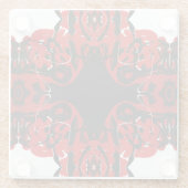 Eternal Red Abstract Acrylic Paint Pour Fluid Art ガラスコースター (裏面)