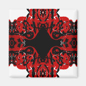 Eternal Red Abstract Acrylic Paint Pour Fluid Art マグネット (正面)