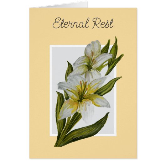 Eternal Rest Mass Offering Sympathy Card - Lilies (正面)