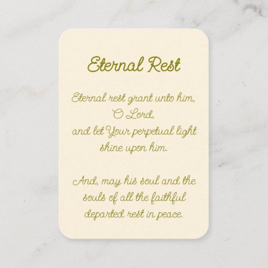Eternal Rest Prayer Card 名刺 (裏面)