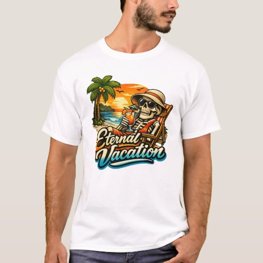 Eternal Vacation – Tropical Skeleton Basic T-Shirt Tシャツ (正面)