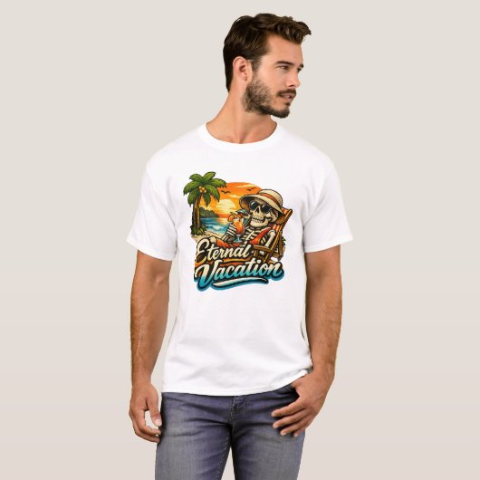 Eternal Vacation – Tropical Skeleton Basic T-Shirt Tシャツ (正面フル)