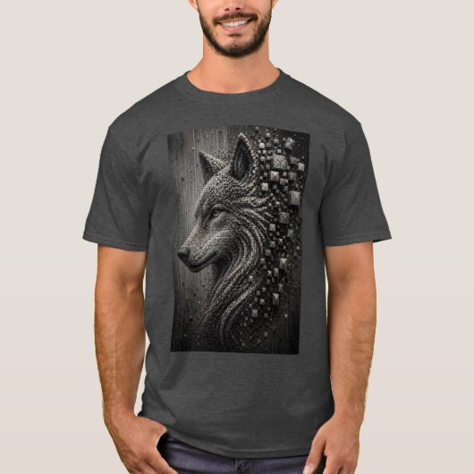 Eternal Wolf | 抽象的な3Dマイクロモザイクの狼 Tシャツ (正面)