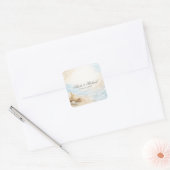 Eterntal Tides Coastal Watercolor Beach Wedding スクエアシール (封筒)