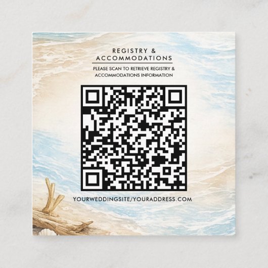 Eterntal Tides Coastal Watercolor Beach Wedding スクエア名刺 (裏面)