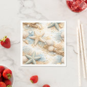 Eterntal Tides Coastal Watercolor Beach Wedding スタンダードカクテルナプキン (インサイチュ)