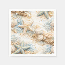 Eterntal Tides Coastal Watercolor Beach Wedding スタンダードカクテルナプキン