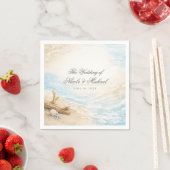 Eterntal Tides Coastal Watercolor Beach Wedding スタンダードカクテルナプキン (インサイチュ)