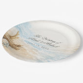 Eterntal Tides Coastal Watercolor Beach Wedding ペーパープレート (アングル)