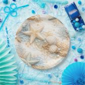 Eterntal Tides Coastal Watercolor Beach Wedding ペーパープレート (パーティー)