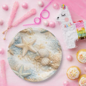 Eterntal Tides Coastal Watercolor Beach Wedding ペーパープレート (パーティー)