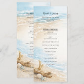 Eterntal Tides Coastal Watercolor Beach Wedding メニュー (正面/裏面)
