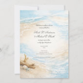 Eterntal Tides Coastal Watercolor Beach Wedding 招待状 (正面)