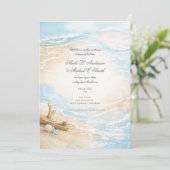 Eterntal Tides Coastal Watercolor Beach Wedding 招待状 (スタンド正面)