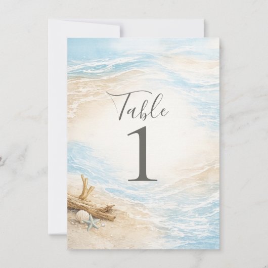 Eterntal Tides Coastal Watercolor Table Number 招待状 (裏面)
