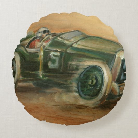 Ethanのハープ奏者によるフランス語グランプリRacecar ラウンドクッション (正面)