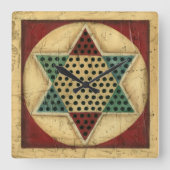 Ethanのハープ奏者によるヴィンテージの中国のなチェッカーボード スクエア壁時計 (正面)