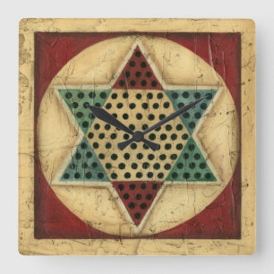 Ethanのハープ奏者によるヴィンテージの中国のなチェッカーボード スクエア壁時計