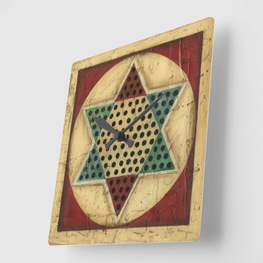 Ethanのハープ奏者によるヴィンテージの中国のなチェッカーボード スクエア壁時計 (傾斜)