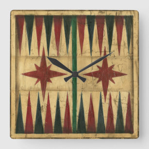 Ethanのハープ奏者による旧式なバックギャモンのゲーム板 スクエア壁時計