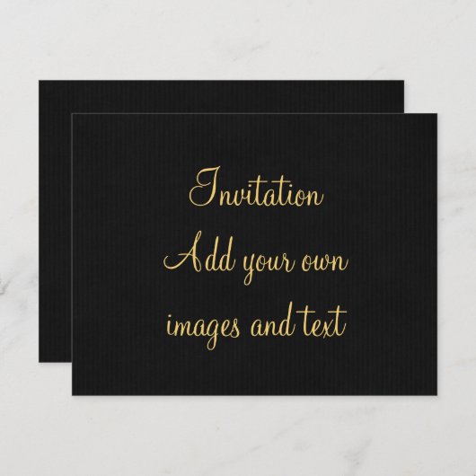 Ethanパーソナライズされた金ゴールドを黒にスクリプト化 招待状 (正面/裏面)