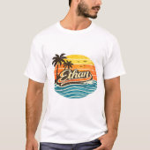 Ethan レトロ サンセット 名前 デザイン tシャツ (正面)