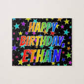 "ETHAN"名、おもしろい"ハッピーバースデー" ジグソーパズル (横)