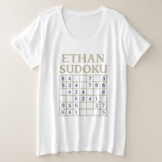 ETHAN 数独パズルTシャツ - カスタムロジックグリッド プラスサイズTシャツ