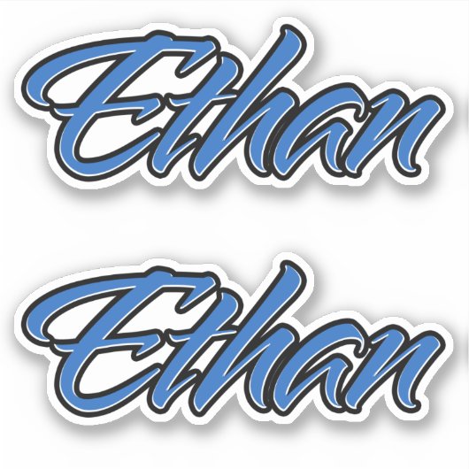 Ethan Name blue Aufkleber Sticker Stickerset シール (正面)