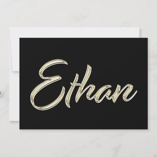 Ethan Name white gold Handwriting Karte カード (正面)