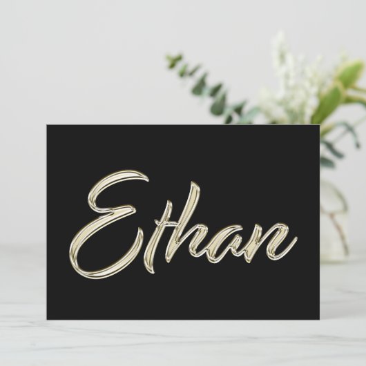 Ethan Name white gold Handwriting Karte カード (スタンド正面)