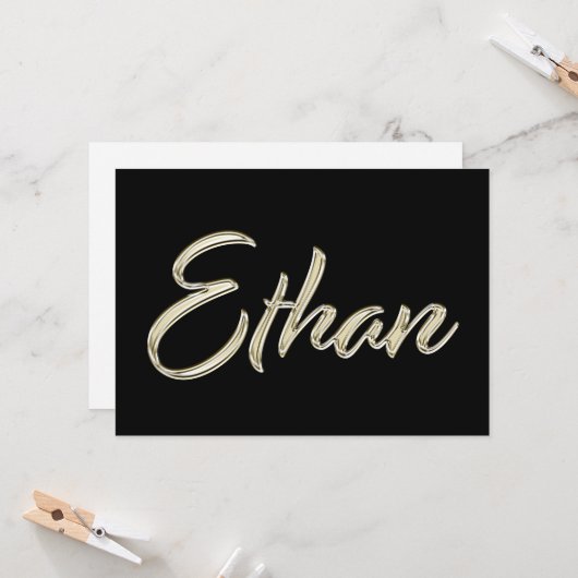 Ethan Name white gold Handwriting Karte カード (正面/裏面インサイチュ)