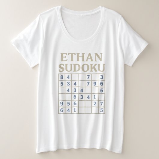 ETHAN Sudoku Puzzle – Custom Logic Grid Tee プラスサイズTシャツ (デザイン正面)
