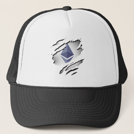 Ether引き裂かれたロゴのリビールイメージ – Trucker Hat キャップ (正面)