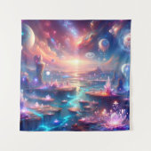 Etherealエイリアン水晶を持つ風景 タペストリー (正面)