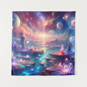 Etherealエイリアン水晶を持つ風景 タペストリー