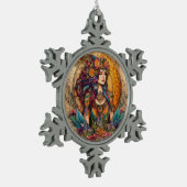 Etherealエッセンス:神秘的なインクスケッチ スノーフレークピューターオーナメント (左)