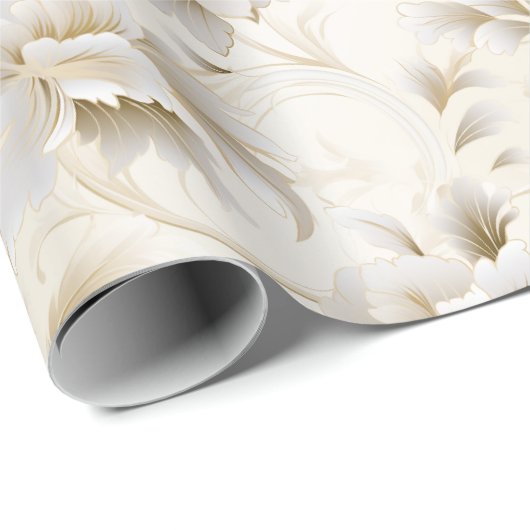 Etherealエレガンス:白とアイボリーの結婚式の花 ラッピングペーパー (ロールコーナー)