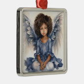 Etherealクリスマスブラックエンジェルインブルーエレガンス メタルオーナメント (右)