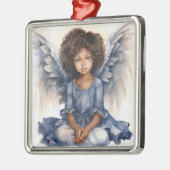 Etherealクリスマスブラックエンジェルインブルーエレガンス メタルオーナメント (左)