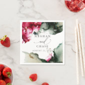 Etherealクリムゾンとセージ緑の水色 スタンダードカクテルナプキン (インサイチュ)