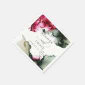 Etherealクリムゾンとセージ緑の水色 スタンダードカクテルナプキン (角)