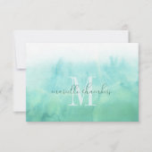 Etherealグリーンウォーター色モノグラム ノートカード (正面)