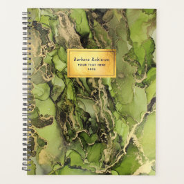 Etherealグリーンブラック金ゴールド抽象芸術インク プランナー手帳