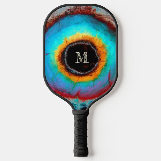 Etherealコズミックアイモノグラム鮮やか抽象芸術アート ピックルボールラケット (正面)