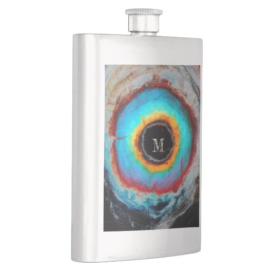 Etherealコズミックアイモノグラム鮮やか抽象芸術アート フラスク (右)