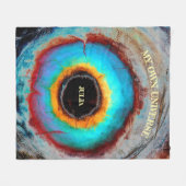 Etherealコズミックアイモノグラム鮮やか抽象芸術アート フリースブランケット (正面(横))