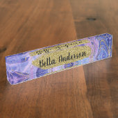 EtherealコットンキャンディマーブルウォーターカラーファンタジーDe デスクネームプレート (側面)